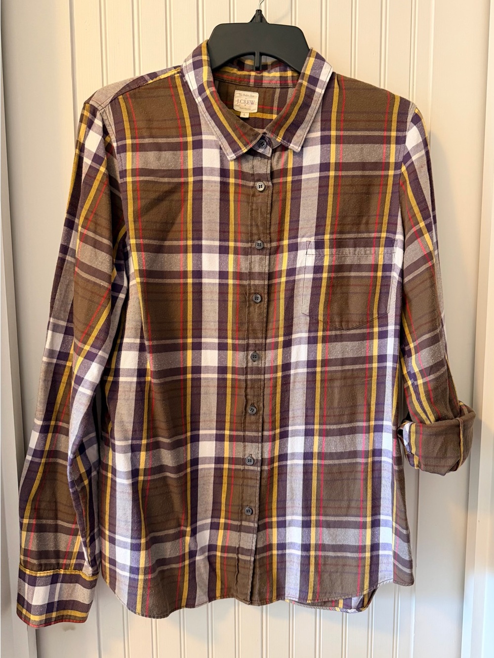 J Crew Large Plaid Button-Down Shirt